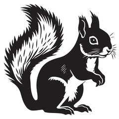 Squirrel in cartoon, doodle style. Isolated 2d vector illustration in logo, icon, sketch style, Eps 10, black and white. AI Generative