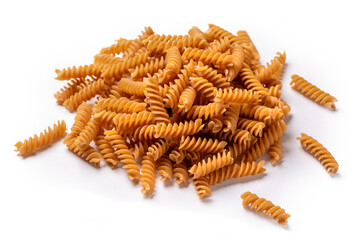 Fusilli integrali, tipico formato di pasta italiana, cibo europeo 