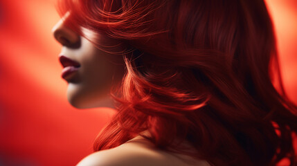 A background with red hair of a model