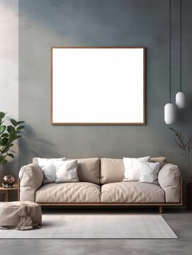 Modern Nordic style apartment with picture frame template © OGUZHAN STOCK
