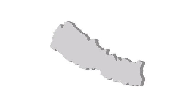 Nepal map 3d grey on white background. Dynamic 4K animation motion graphics unleashed.