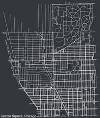 Detailed hand-drawn navigational urban street roads map of the LINCOLN SQUARE COMMUNITY AREA of the American city of CHICAGO, ILLINOIS with vivid road lines and name tag on solid background