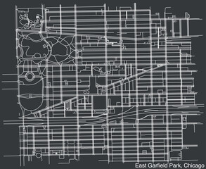Detailed hand-drawn navigational urban street roads map of the EAST GARFIELD PARK COMMUNITY AREA of the American city of CHICAGO, ILLINOIS with vivid road lines and name tag on solid background