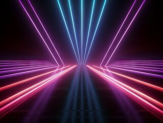 Glowing tunnel with colored light streaks.