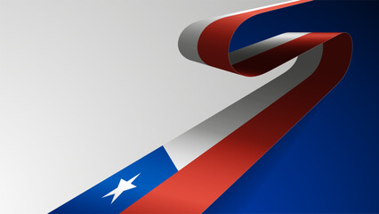 Realistic ribbon background with flag of Chile.