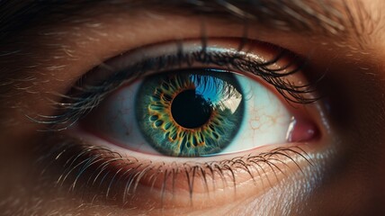 Fototapeta premium close up of a female eye. generative ai