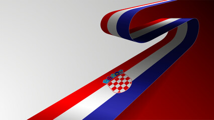 Realistic ribbon background with flag of Croatia.