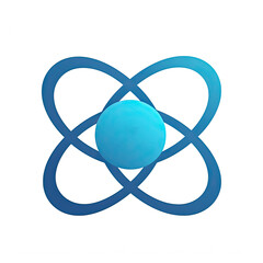 Atom symbol icon isolated on white. Physics and chemistry concept, high energy science, nuclear power clipart. 