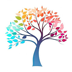 Rainbow tree of life logo isolated on white 