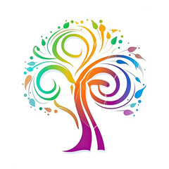 Abstract colorful tree of life symbol