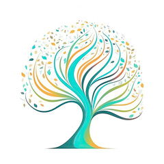 Abstract tree of life colorful icon on white