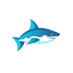 Obraz premium Shark icon and logo isolated on a white background. Marine life conservation, marine biology symbol, shark alert sign 