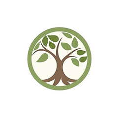 Green tree icon logo isolated on white. Sustainability, ecology, environment conservation, natural certification, organic growth concept. 