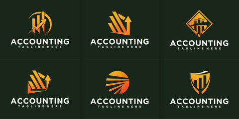 Luxurious abstract financial business logo design bundle. Future financial consulting logo