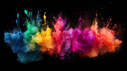 Farbexplosion auf schwarzem Hintergrund