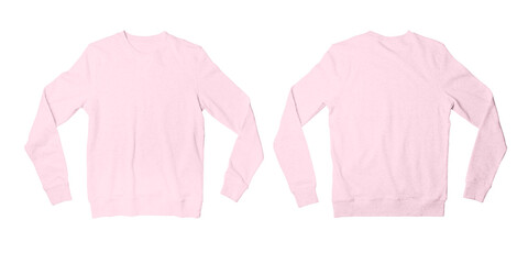Classic Pink Fleece Sweatshirt, Blank Unisex Sweat Long Sleeve Shirt Front and Back View