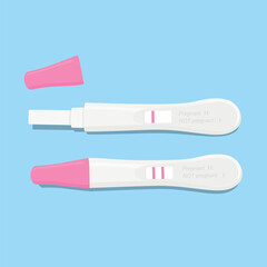 Positive, negative 2 lines pregnancy test kits © viktorijareut
