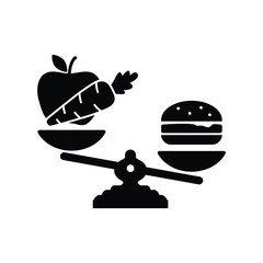 diet icon vector balanced diet scale with hamburger carrot and apple