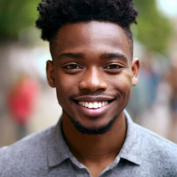Portrait of young black man smiling