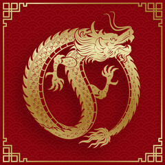 Traditional gold Chinese Dragon design