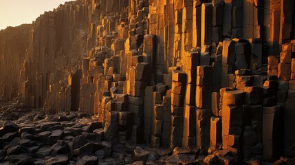 rock basalt columns landscape illustration formation volcanic, natural formation, iceland hexagonal rock basalt columns landscape