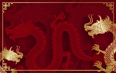 Traditional gold Chinese Dragon design