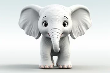 Raamstickers Olifant a 3d cartoon little elephant