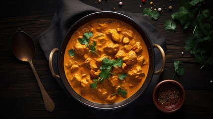 Chicken Curry  on table, top angle short