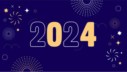 Bannière, illustration vectorielle pour le nouvel an. Message 2024 avec des ornements graphiques.