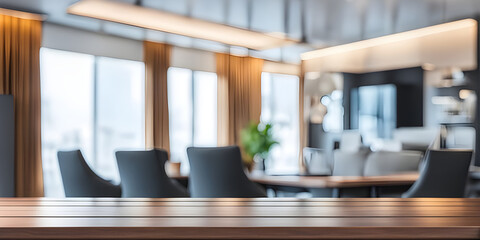 Empty table with abstract blurred background. blur living room. for product display.