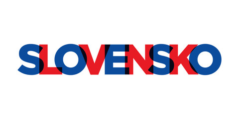Slovakia emblem. The design features a geometric style, vector illustration with bold typography in a modern font. The graphic slogan lettering.