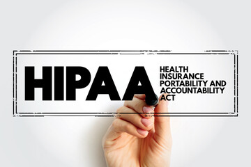 HIPAA - Health Insurance Portability and Accountability Act acronym stamp, concept background - obrazy, fototapety, plakaty