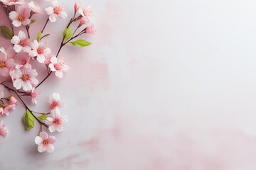 Fresh spring flowers on a monochrome background. Place for text, top view. Holiday concept.