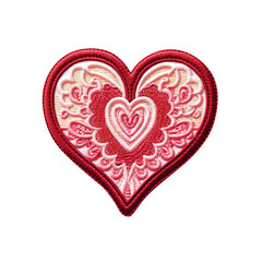 heart shape embroidered patch isolated on transparent background Remove png, Clipping Path, pen tool
