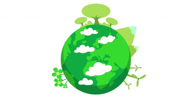 2D Cartoon Green Planet