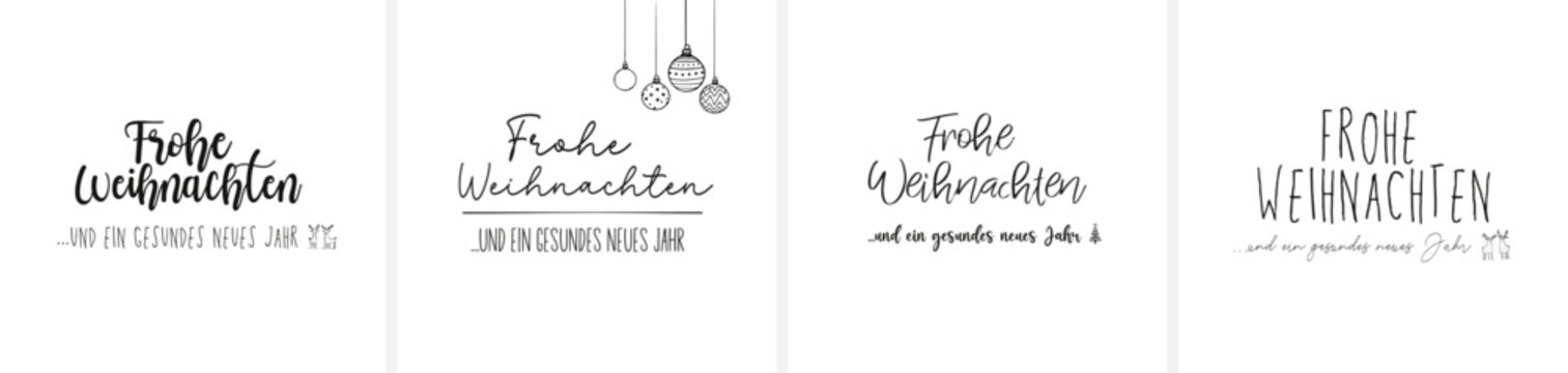 "Frohe Weihnachten - und ein gesundes neues Jahr" als moderne und minimalistische Sch&ouml;nschrift/Kalligrafie. Perfekter Schriftzug als Vektordatei