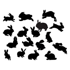 rabbit silhouette on white background