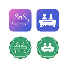 Two Students Studying Vector Icon