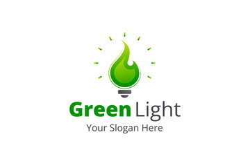 Green Light Logo Design Vector Template 