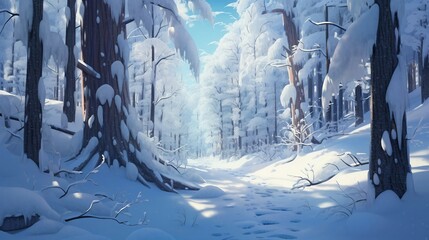 A Winter Wonderland of Snow-covered Trees on Transparent Background, PNG, Generative Ai