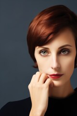 Fototapeta premium Stylish french woman with modern short haircut