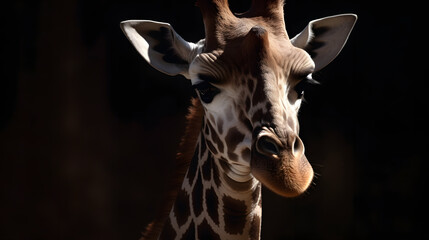 Closeup shot of a giraffe staring at the camera 