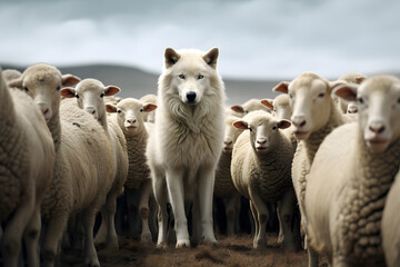 Deceptive Wolf in Sheep's Clothing - Generative AI - obrazy, fototapety, plakaty