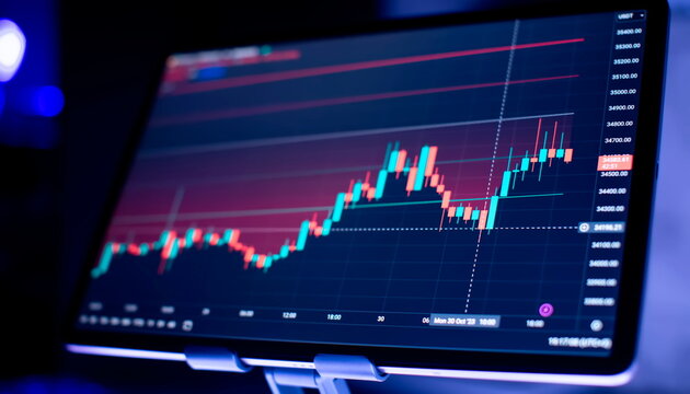 Financial chart with up trend line graph. Wealth management with risk diversification concept.