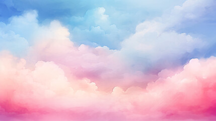 Watercolor light soft color clouds background