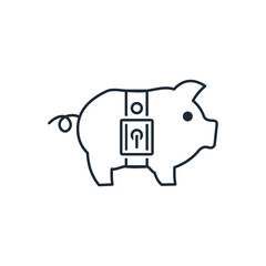 Financial restrictions, limitation. Saving money. Payment cuts. Vector linear icon illustration isolated on white background.