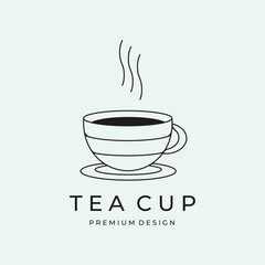 tea cup line art logo vector minimalist illustration design