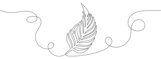 Continuous line drawing of tropical leaf. Leaf continuous line.