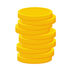 Flat illustration of pile of money coins on isolated background
