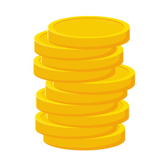 Flat illustration of pile of money coins on isolated background